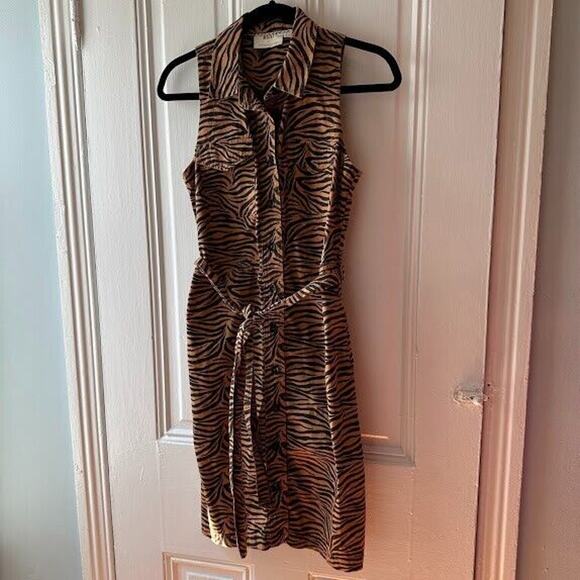 Anthropologie Dresses & Skirts - Maeve Anthropologie Shirt Dress Womens 8 Brown Animal Print Sleeveless Collared